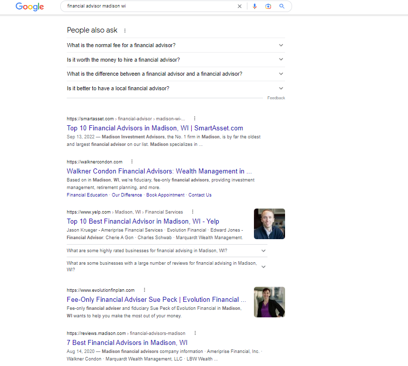website_examples_serp_results Google Search results page midway down with website links and meta descriptions